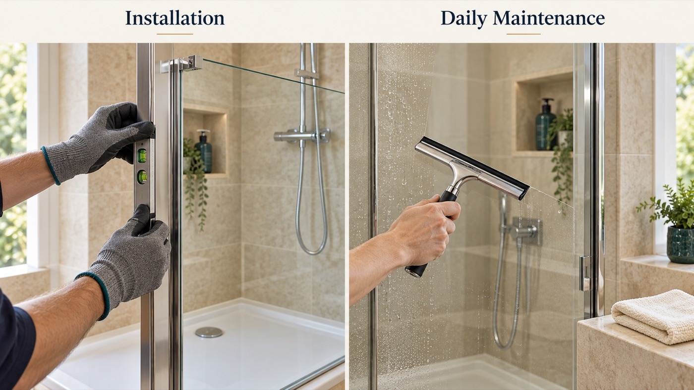 Shower enclosure installation and daily glass maintenance